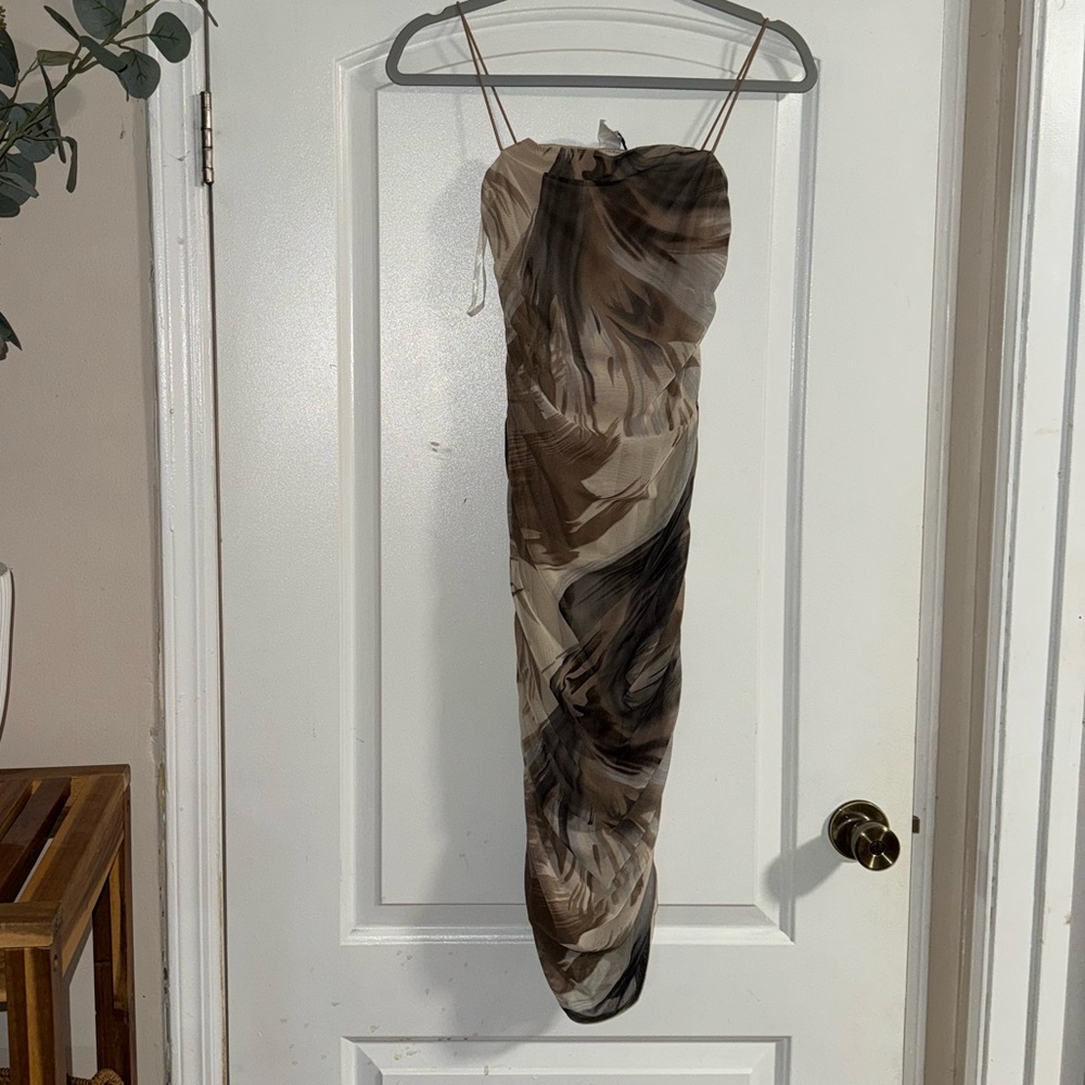 Windsor Brown and Cream abstract print dress